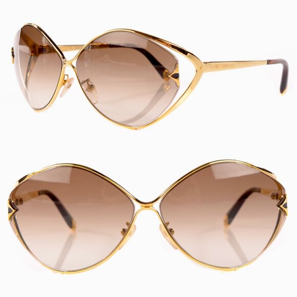 NIB Auc Louis Vuitton Laurel hand made Gradient Sunglasses Z0410U Brown Glitter main image 4